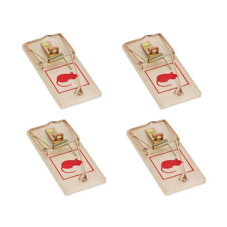 Juego 4 Trampas De Madera Para Ratones