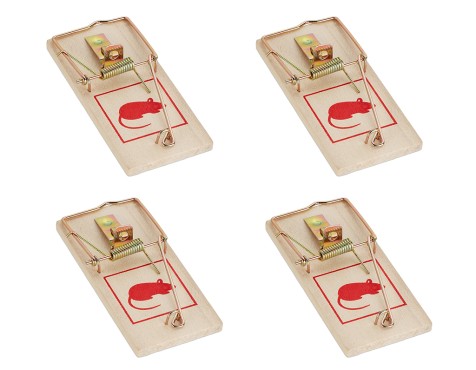 Juego 4 Trampas De Madera Para Ratones