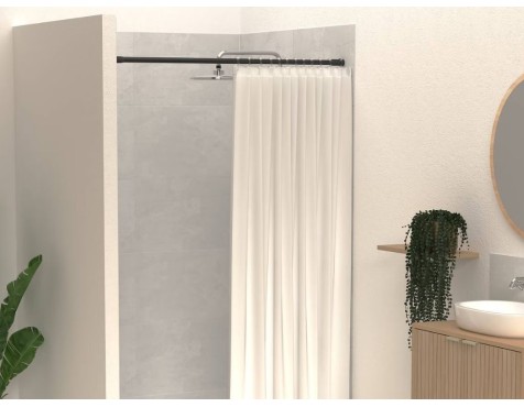 Barra Cortina Extensible Baño Negra 135-250cm