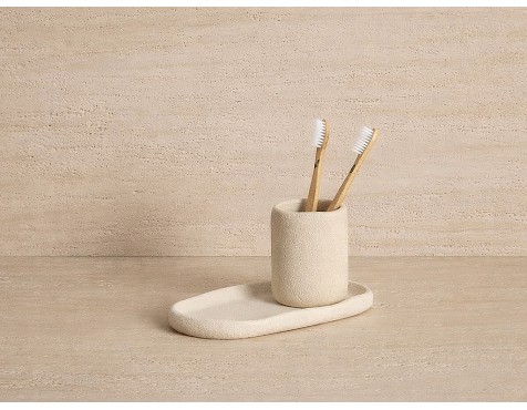 Vaso Portacepillos Oleya Beige