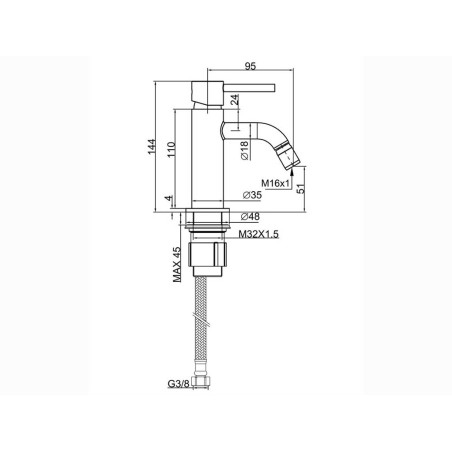 Aixeta Bidet Monocomandament Feliu Boet Tube
