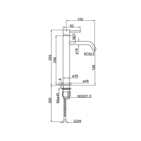 Aixeta Lavabo Alt Monocomandament Tube Xl