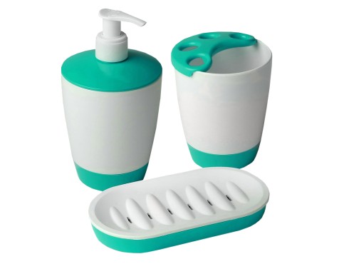 Set Kristal 3 Peces Blanc/Turquesa