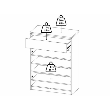 Zapatero 2 Puertas Y 1 Cajón Leia