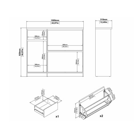 Zapatero 2 Puertas Abatibles + Puerta + Cajón Leia