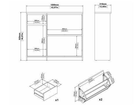 Zapatero 2 Puertas Abatibles + Puerta + Cajón Leia
