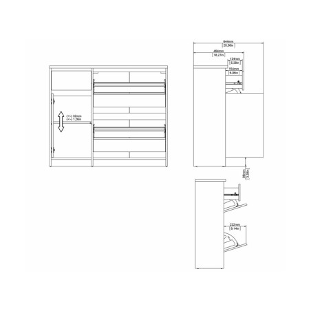 Zapatero 2 Puertas Abatibles + Puerta + Cajón Leia