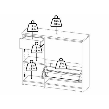 Zapatero 2 Puertas Abatibles + Puerta + Cajón Leia