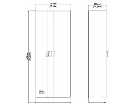 Armario Multiuoso Escobero Nil 2 Puertas Blanco