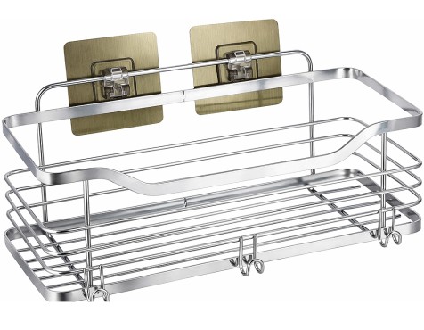 Cesta Rectangular Fijación Adhesiva Cromada