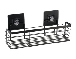 Cesta Ducha Rectangular Fijación Adhesiva Negra