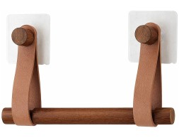 Porta-Rotlles Adhesiu Bambú/Cuir Caramel