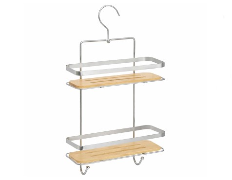 Cesta Ducha 2 Niveles Cromo/Bambú