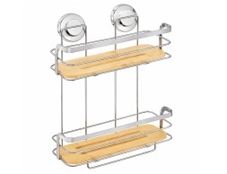 Cesta Ducha 2 Niveles Cromo/Bambú