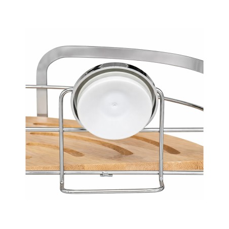 Cesta Ventosa Rinconera Cromo/Bambú