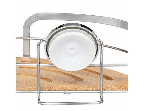 Cesta Ventosa Rinconera Cromo/Bambú