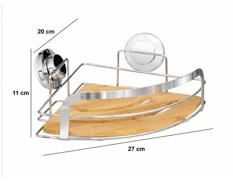 Cesta Ventosa Rinconera Cromo/Bambú