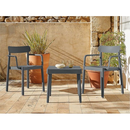 Set Mesa Alba+2 Sillas Elba Gris