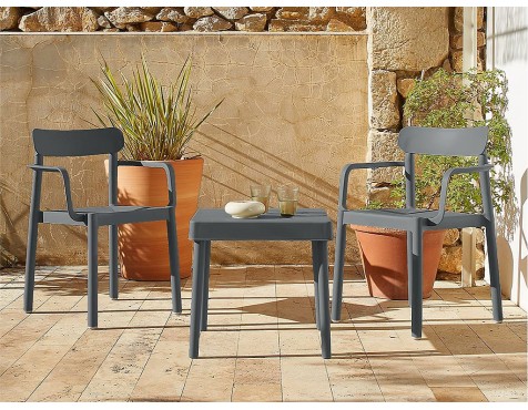 Set Mesa Alba+2 Sillas Elba Gris