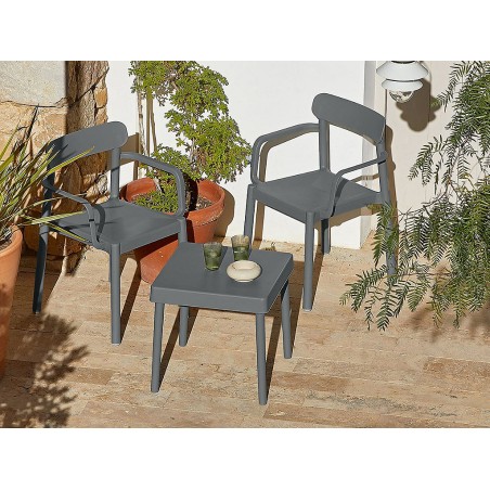 Set Mesa Alba+2 Sillas Elba Gris