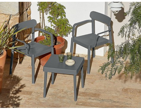 Set Mesa Alba+2 Sillas Elba Gris