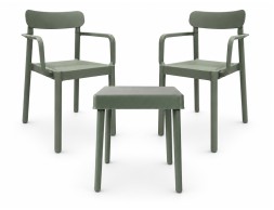 Set Mesa Alba+2 Sillas Elba Gris Verdoso