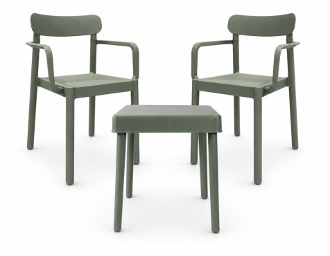 Set Mesa Alba+2 Sillas Elba Gris Verdoso