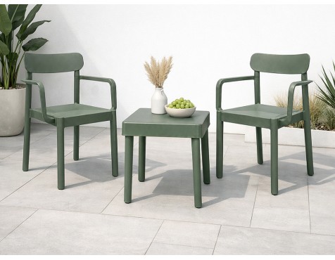 Set Mesa Alba+2 Sillas Elba Gris Verdoso