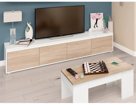 Mesa Elevable Flow Roble Canadian Blanco Artik