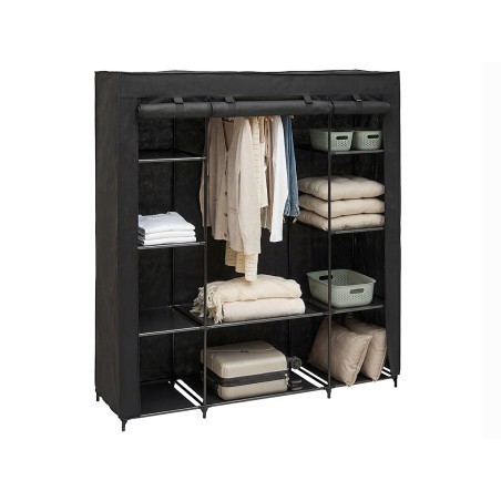Armario De Tela Dressy Doble+Estantes Negro