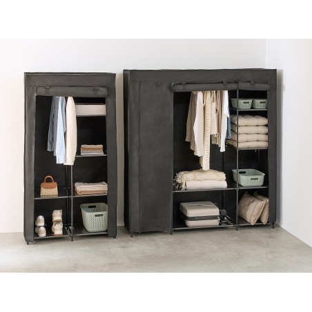 Armario De Tela Dressy Doble+Estantes Negro