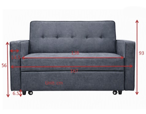 Sofá Cama Con Brazos Izan Gris
