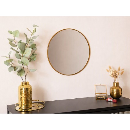 Espejo De Pared Redondo Alice Metal Dorado