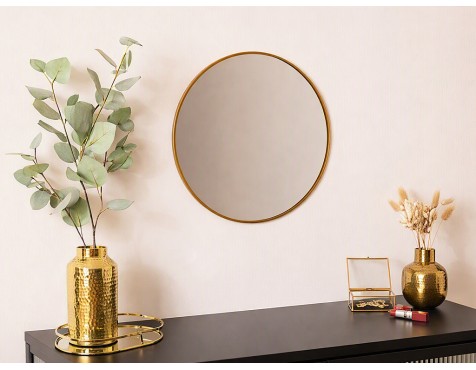 Espejo De Pared Redondo Alice Metal Dorado