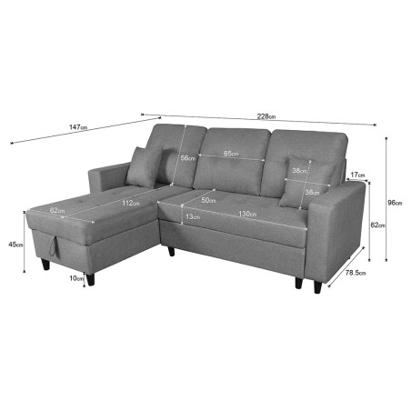 Sofá Chaiselongue Norman Gris