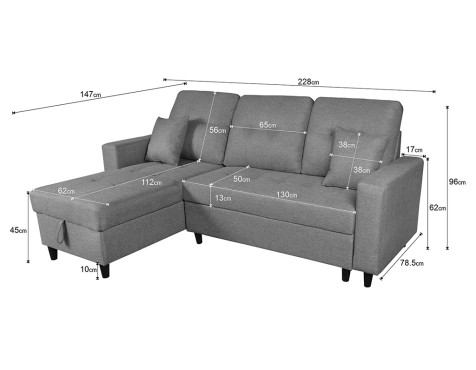 Sofá Chaiselongue Norman Gris