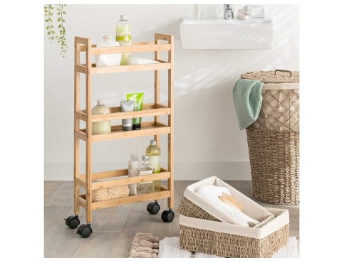 Carrito De Cocina Estrecho Bambú