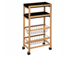 Carrito De Cocina Bambú 2 Bandejas Y 2 Cestas