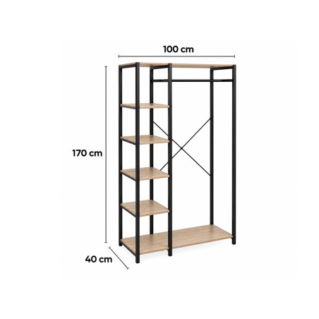 Vestidor 5 Estantes + Barra De Colgar Aliaj