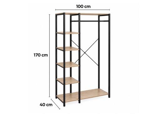 Vestidor 5 Estantes + Barra De Colgar Aliaj