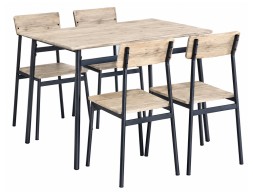 Conjunto Cocina Mesa+4 Sillas Negro/Natural