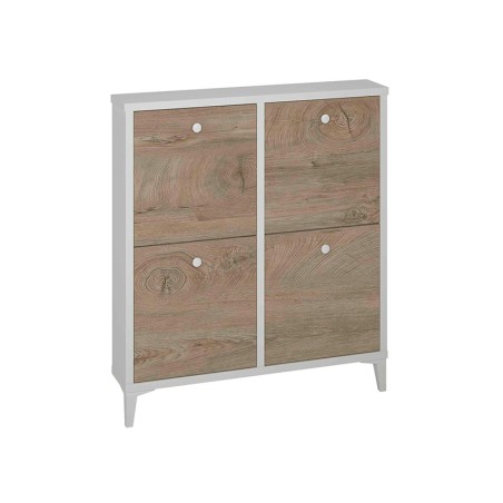 Mueble Zapatero 4 Trampones Blanco Soft Roble Nudo