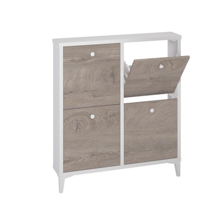 Mueble Zapatero 4 Trampones Blanco Soft Roble Nudo