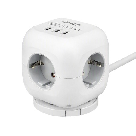 Base Cubo 3 Tomas+2usb A+Usb C
