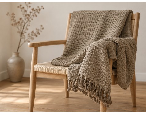 Plaid De Algodón Blossom Beige