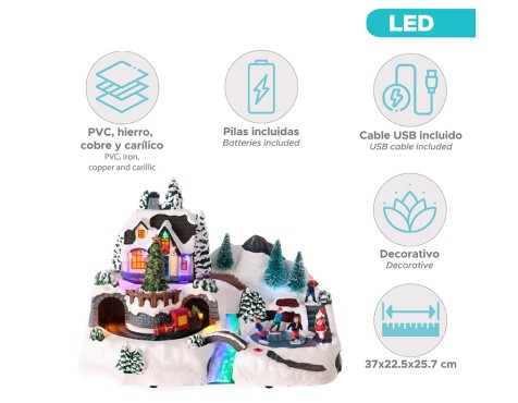 Pueblo Navideño Con Movimiento