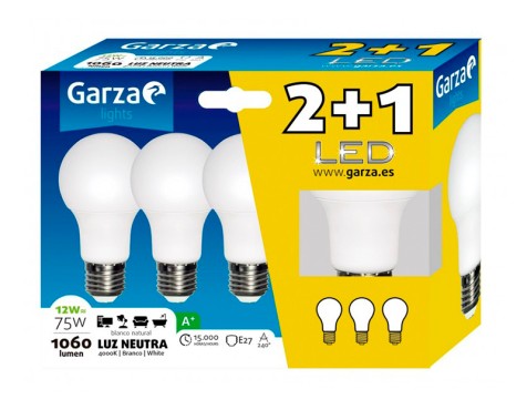Bombilla Led Estándar 2+1 Garza Luz Neutra