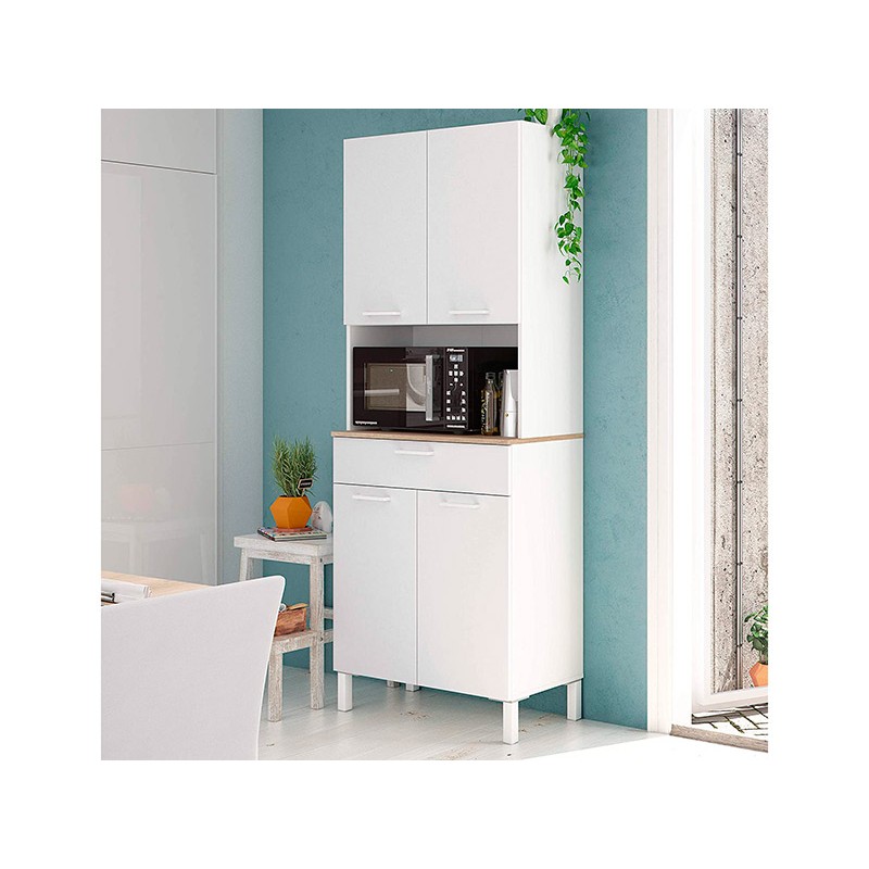 Mueble auxiliar de cocina Kira roble blanco 1080x1860x400 mm