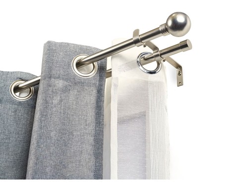 Kit Barra Extensible Cortina Esfera Plata