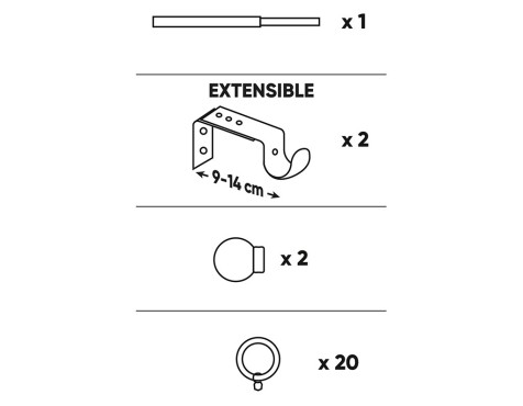 Kit Barra Extensible Cortina Aros Plata